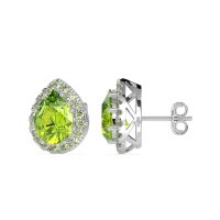 Classic Pear shape Halo Stud Earrings