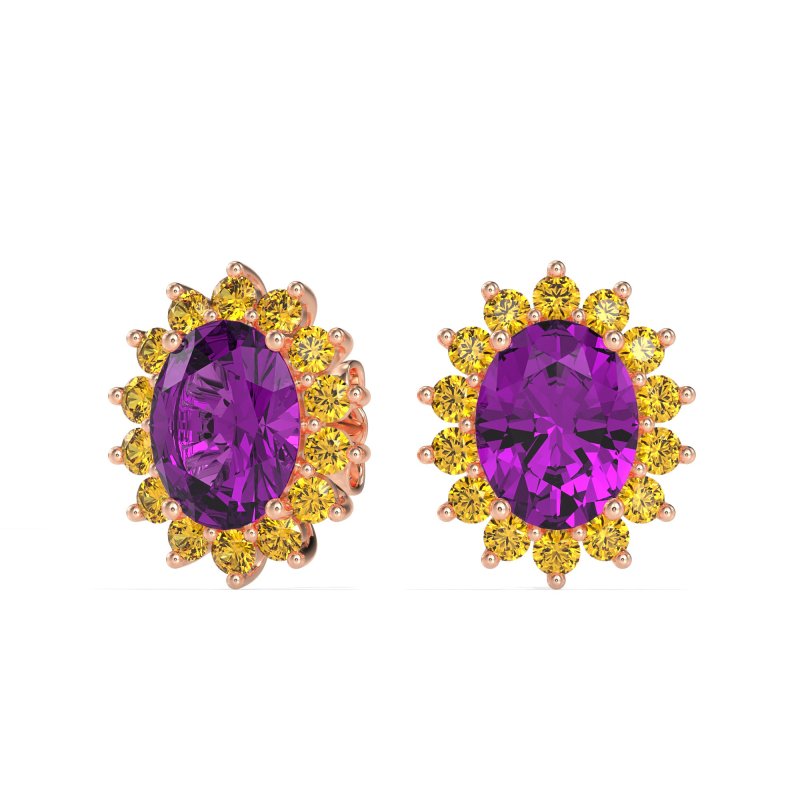 Princess Diana Oval Halo Earrings