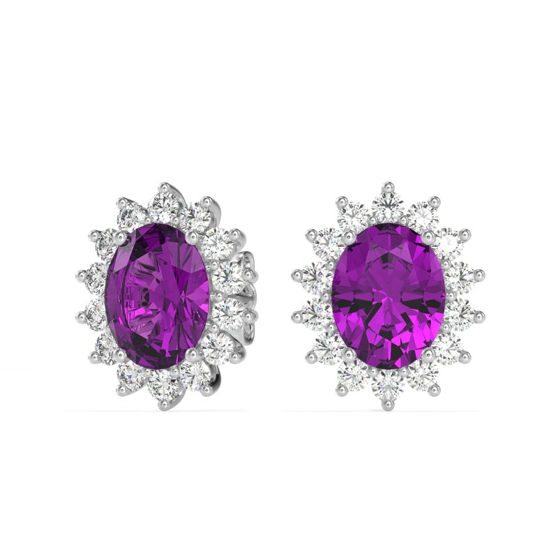 Princess Diana Oval Halo Earrings