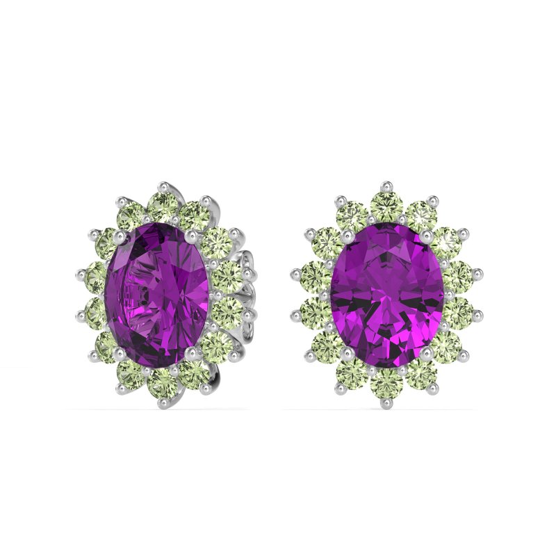 Princess Diana Oval Halo Earrings