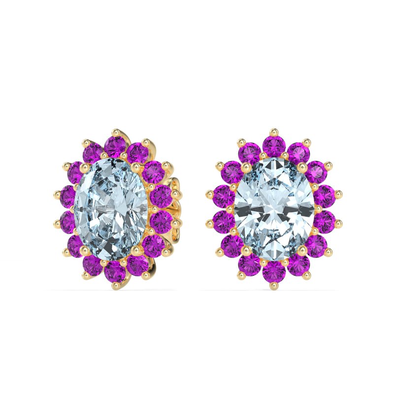 Princess Diana Oval Halo Earrings