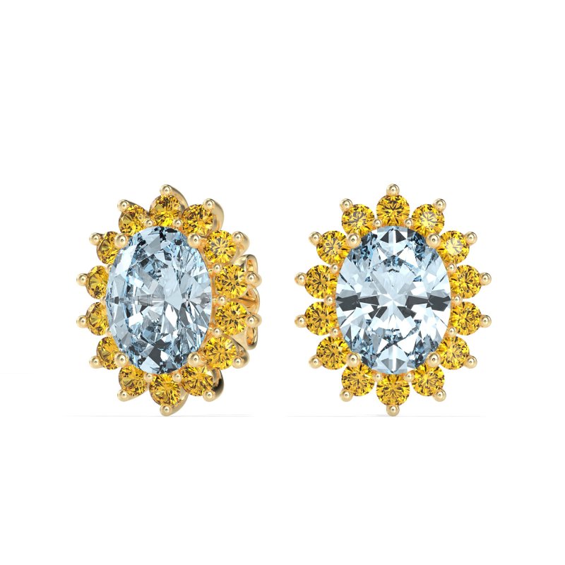 Princess Diana Oval Halo Earrings