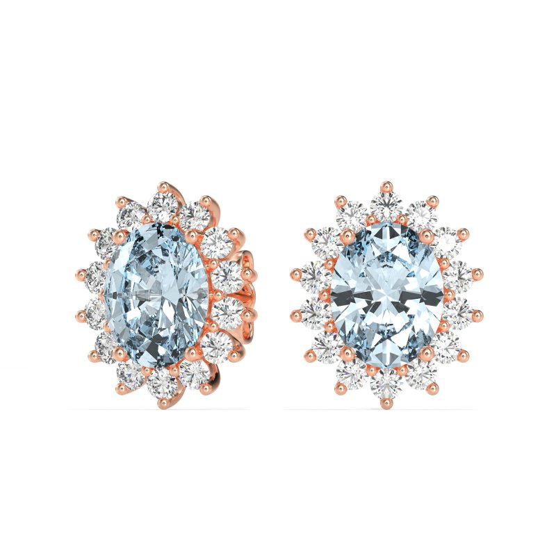 Princess Diana Oval Halo Earrings