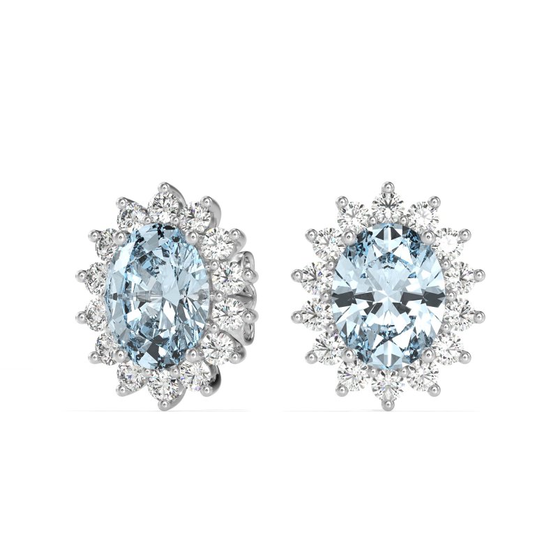 Princess Diana Oval Halo Earrings