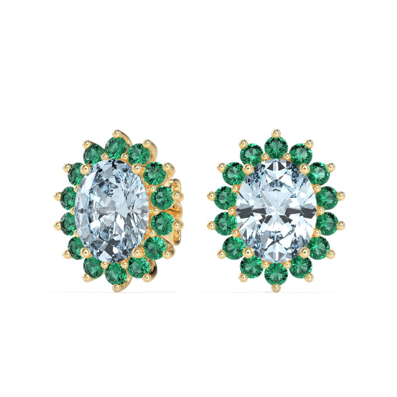 Princess Diana Oval Halo Earrings