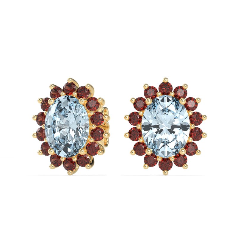 Princess Diana Oval Halo Earrings