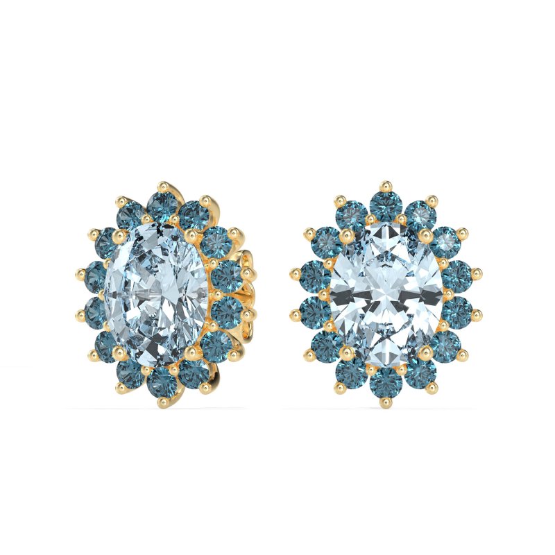Princess Diana Oval Halo Earrings