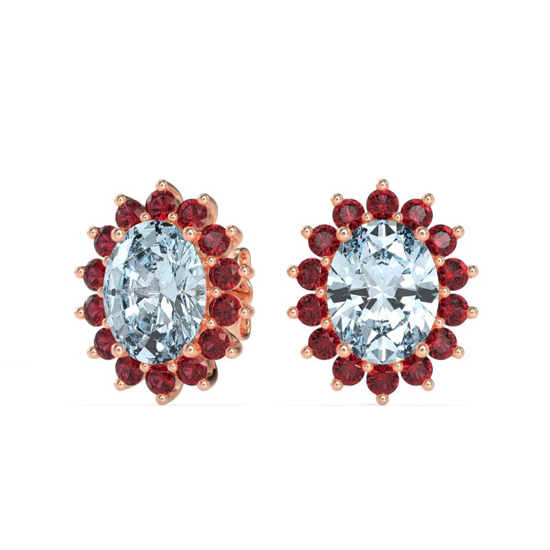 Princess Diana Oval Halo Earrings