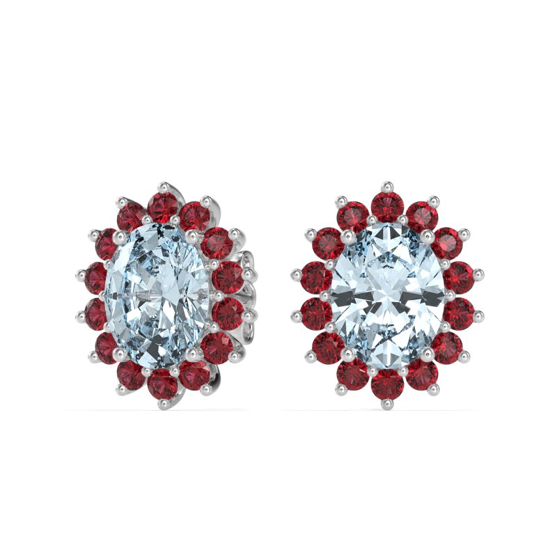 Princess Diana Oval Halo Earrings