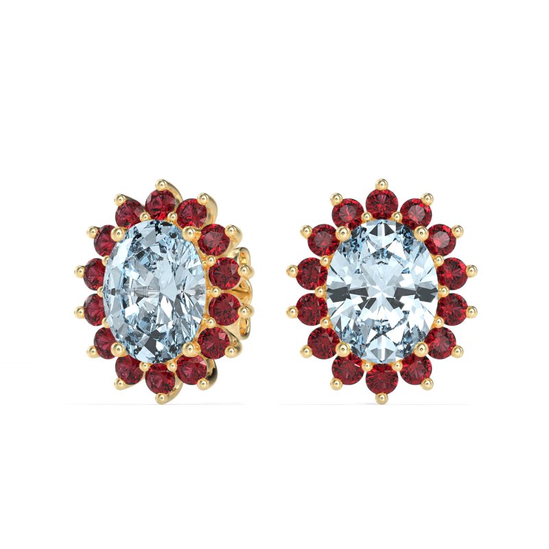 Princess Diana Oval Halo Earrings