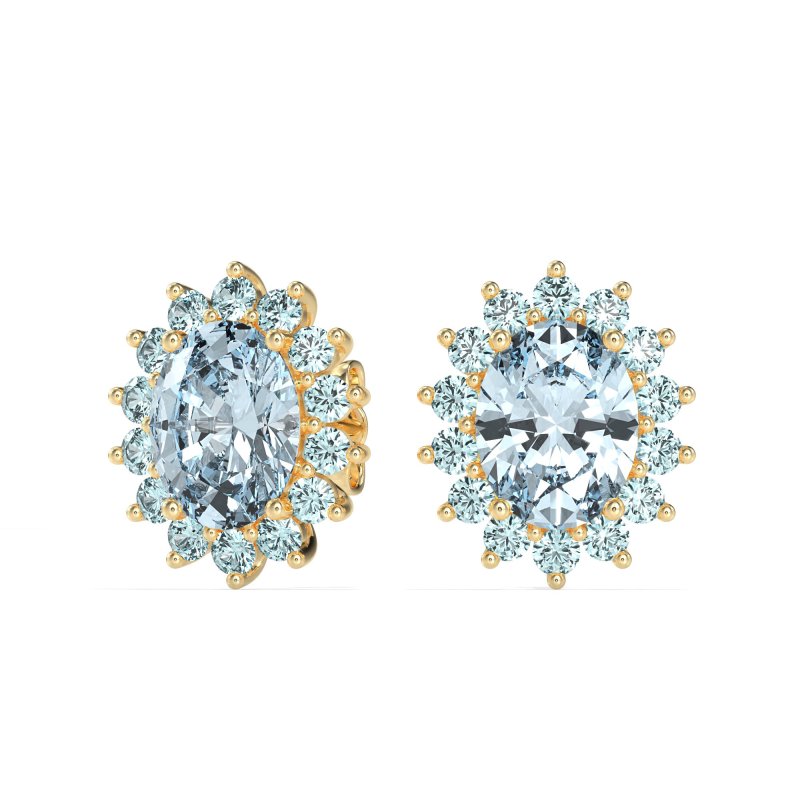Princess Diana Oval Halo Earrings