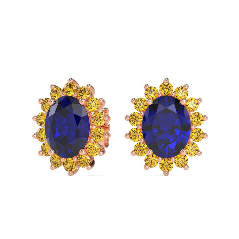 Princess Diana Oval Halo Earrings