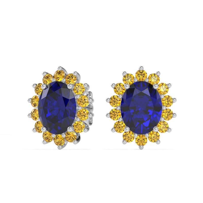 Princess Diana Oval Halo Earrings