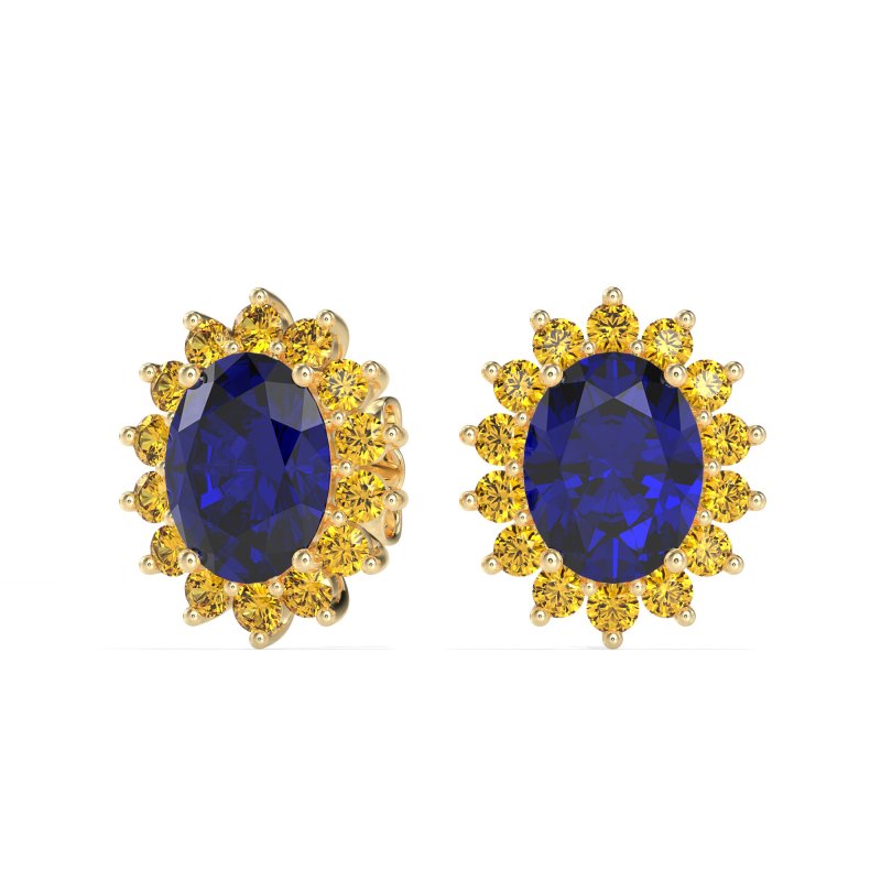Princess Diana Oval Halo Earrings