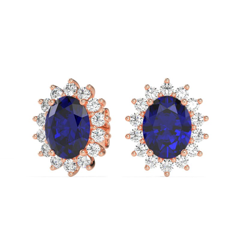 Princess Diana Oval Halo Earrings