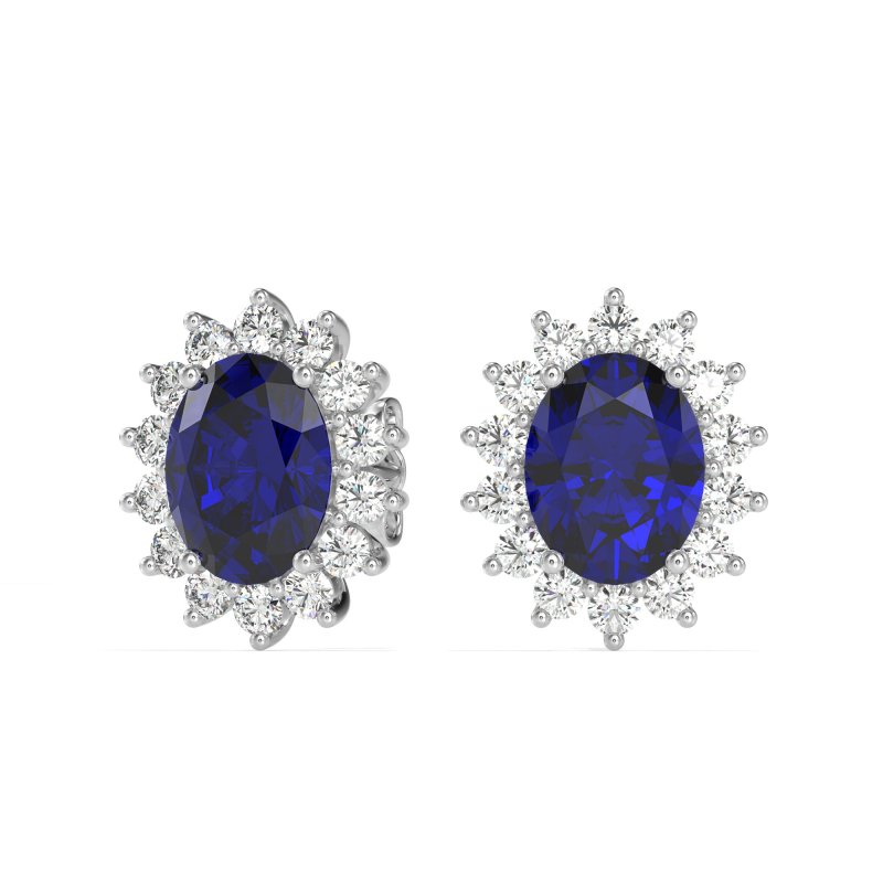 Princess Diana Oval Halo Earrings