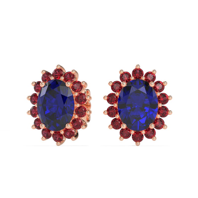 Princess Diana Oval Halo Earrings