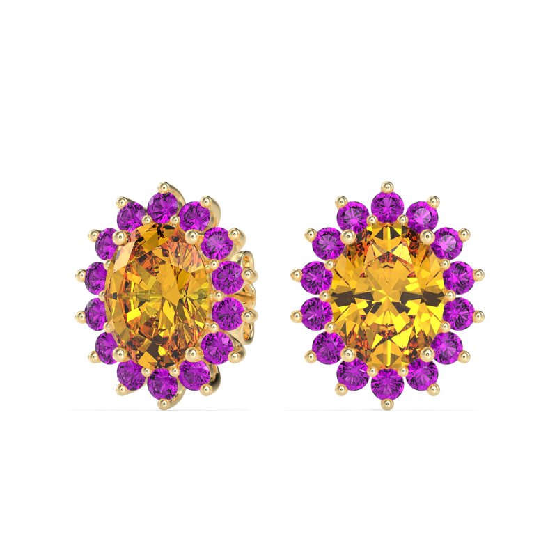 Princess Diana Oval Halo Earrings