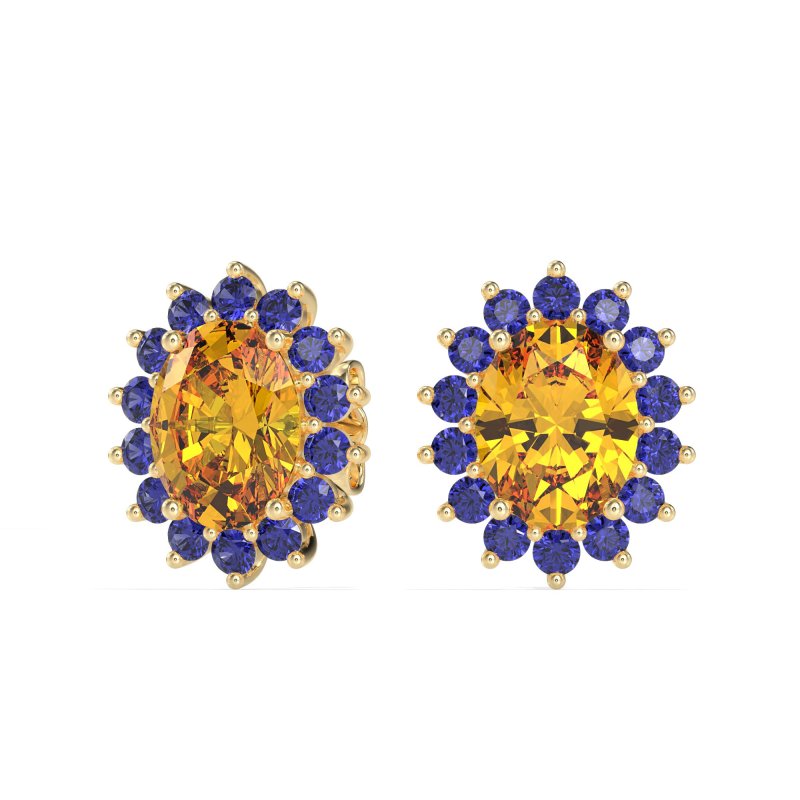 Princess Diana Oval Halo Earrings