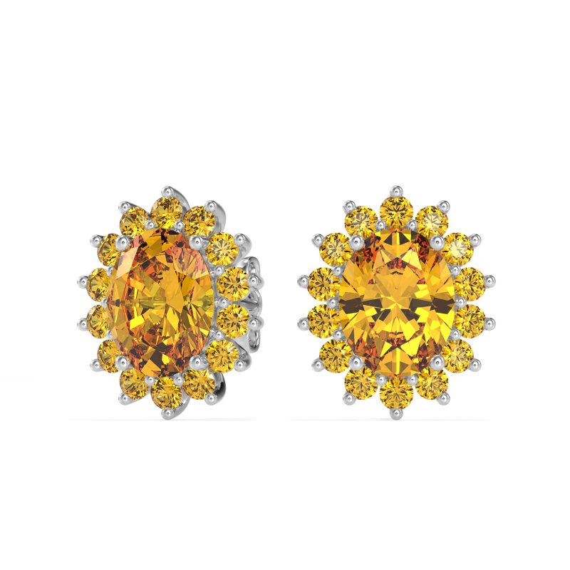 Princess Diana Oval Halo Earrings