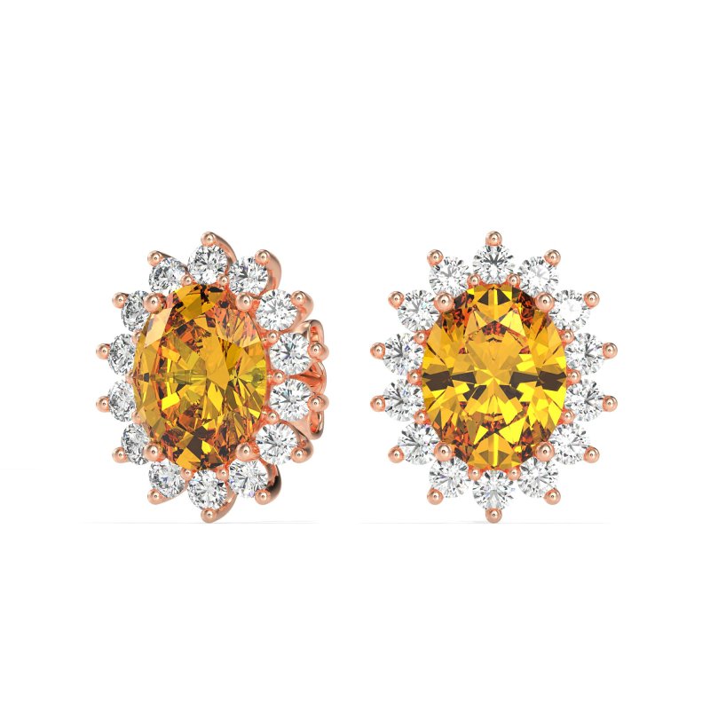 Princess Diana Oval Halo Earrings