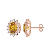 Princess Diana Oval Halo Earrings