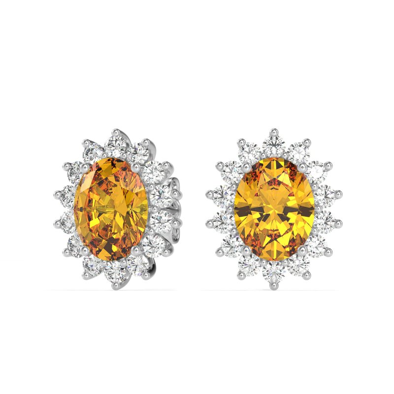 Princess Diana Oval Halo Earrings