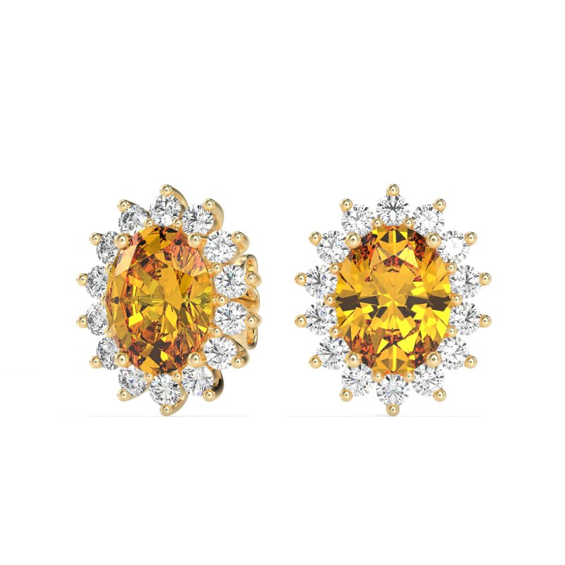 Princess Diana Oval Halo Earrings