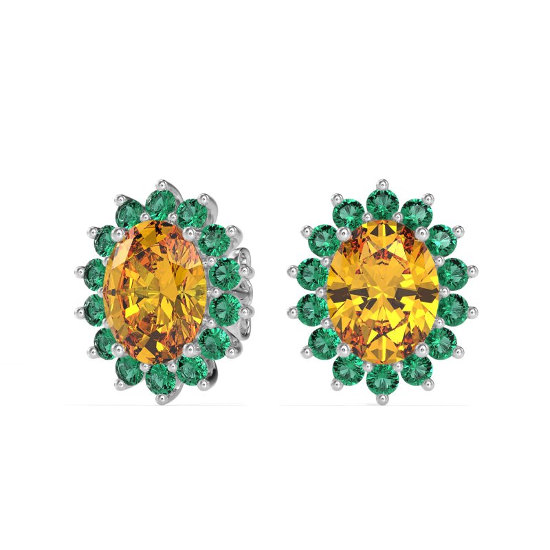 Princess Diana Oval Halo Earrings