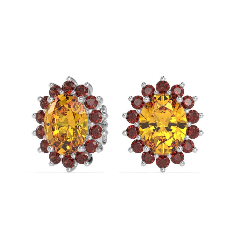 Princess Diana Oval Halo Earrings
