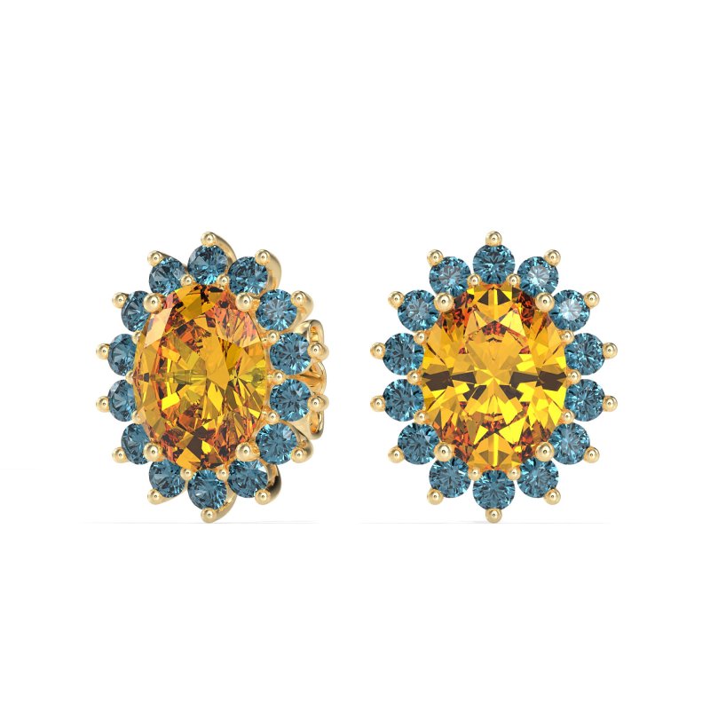Princess Diana Oval Halo Earrings