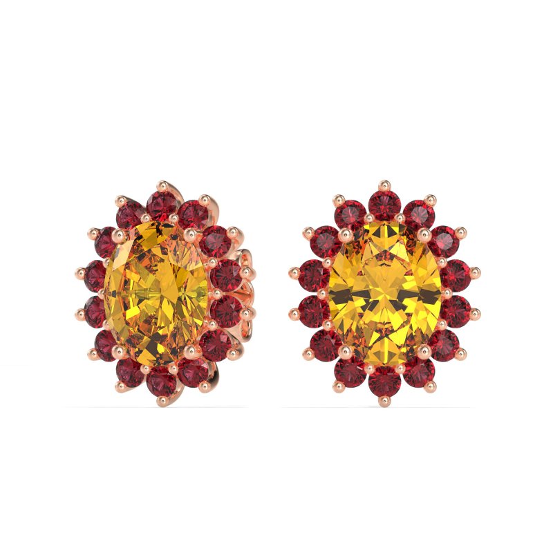 Princess Diana Oval Halo Earrings