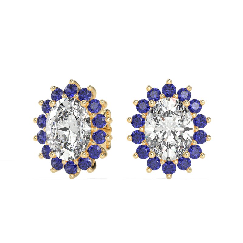 Princess Diana Oval Halo Earrings