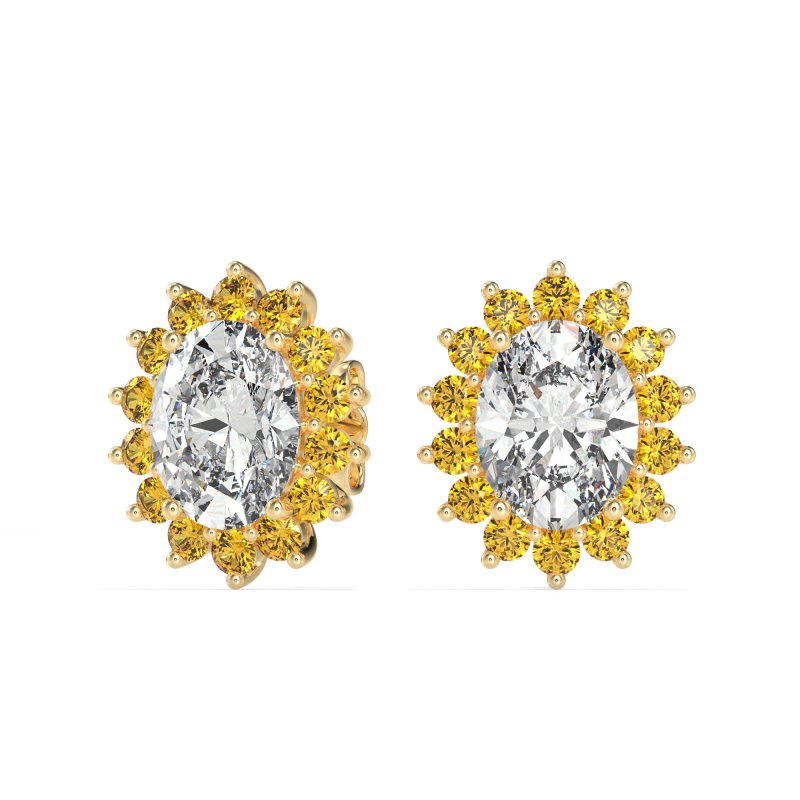 Princess Diana Oval Halo Earrings