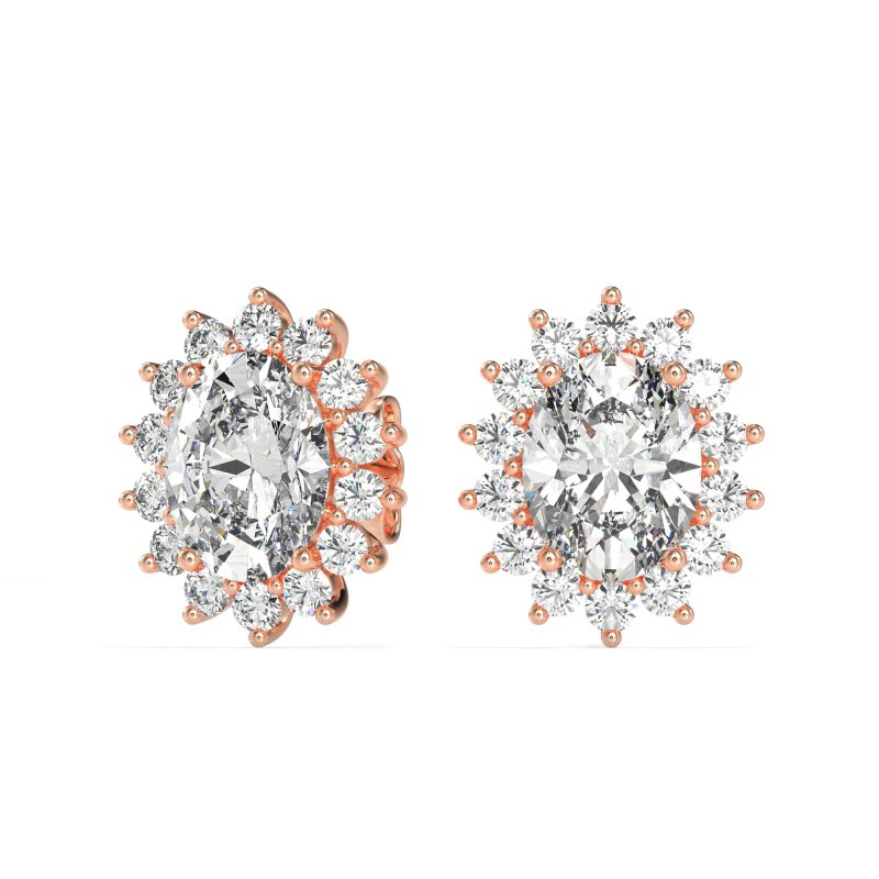 Princess Diana Oval Halo Earrings