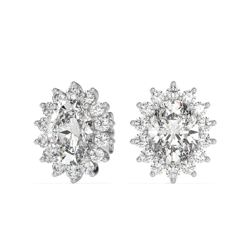 Princess Diana Oval Halo Earrings