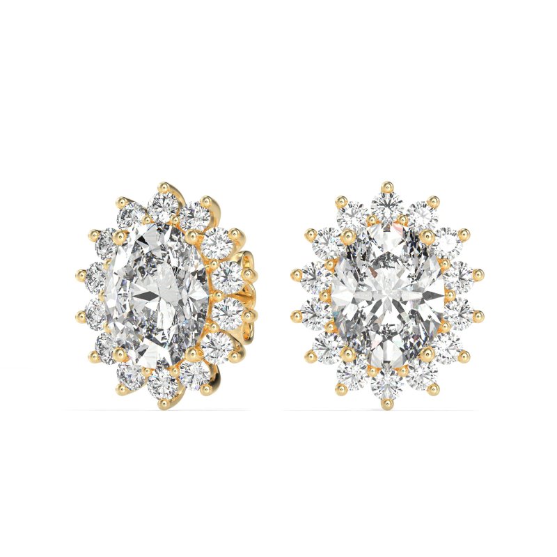 Princess Diana Oval Halo Earrings