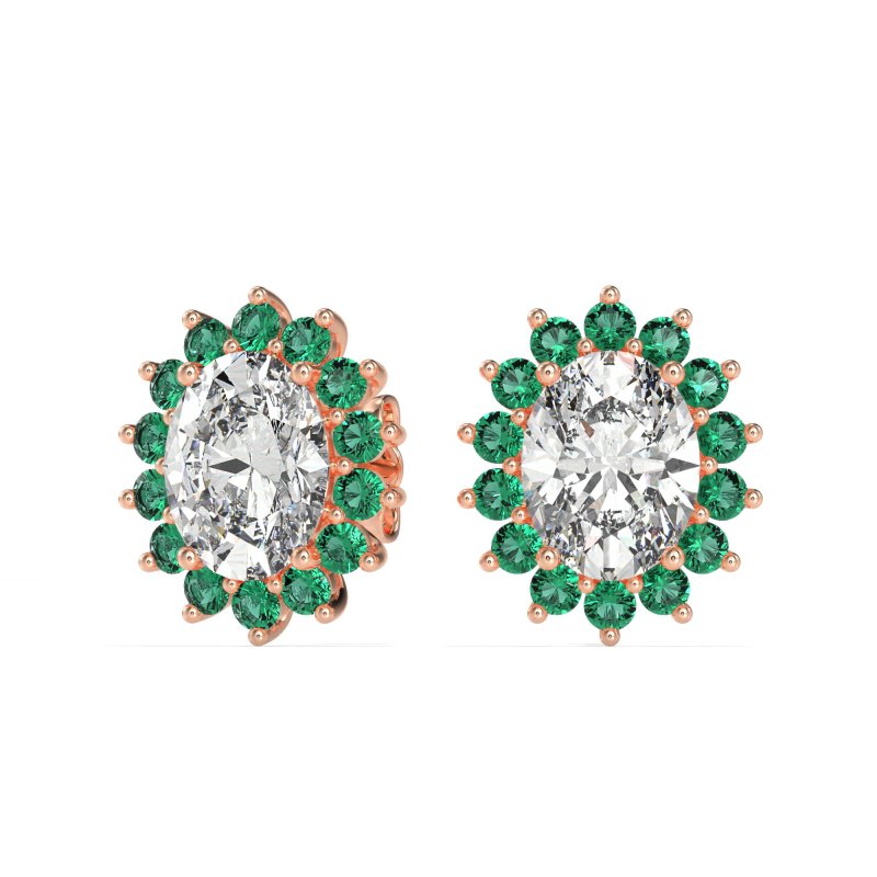 Princess Diana Oval Halo Earrings
