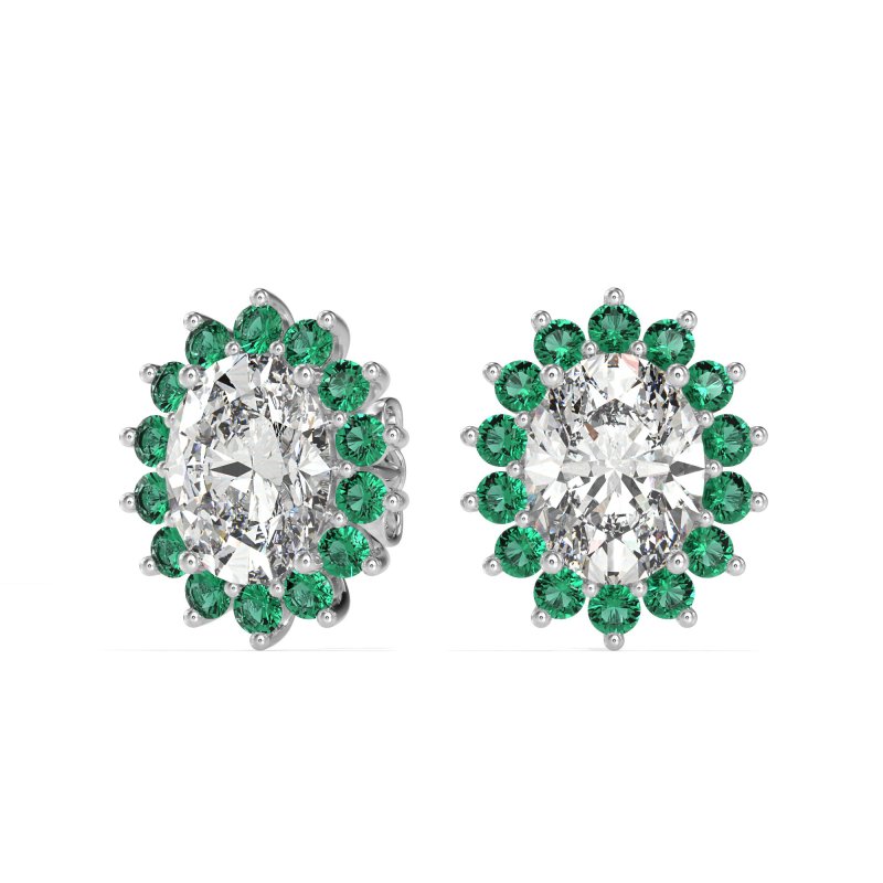 Princess Diana Oval Halo Earrings
