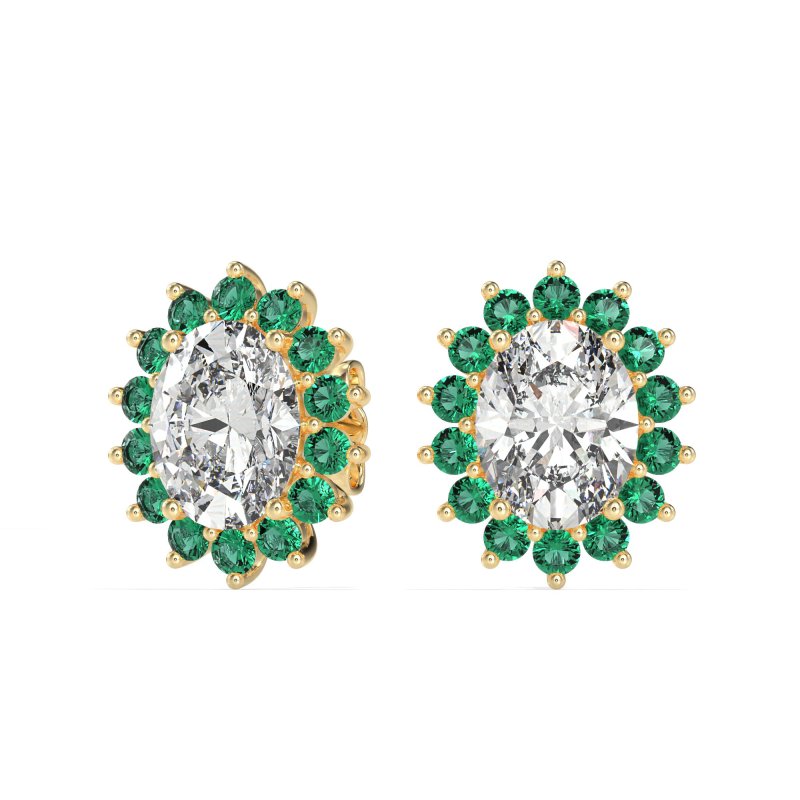 Princess Diana Oval Halo Earrings