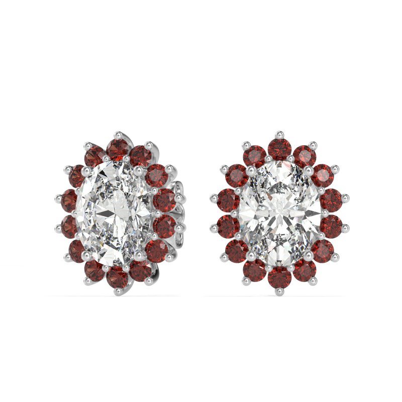 Princess Diana Oval Halo Earrings