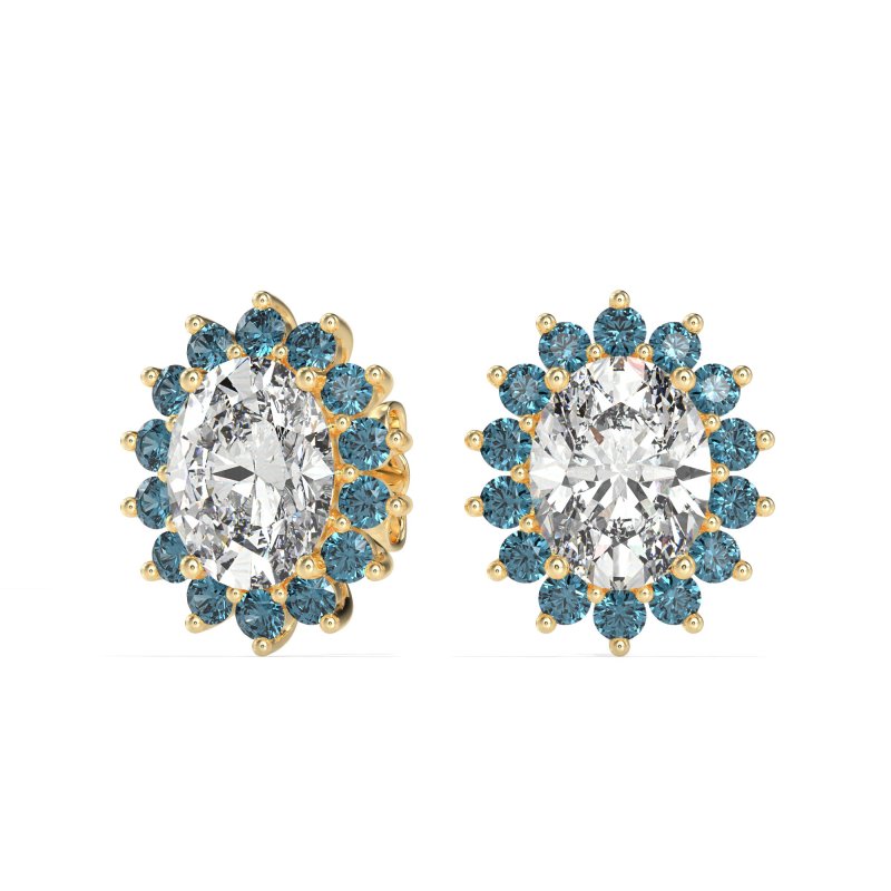 Princess Diana Oval Halo Earrings