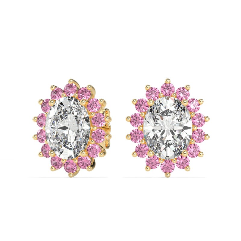 Princess Diana Oval Halo Earrings