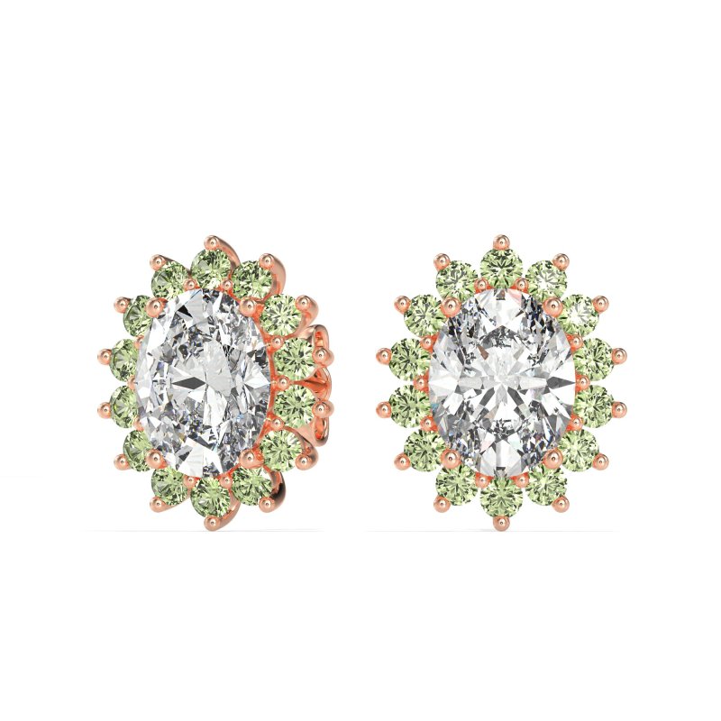 Princess Diana Oval Halo Earrings