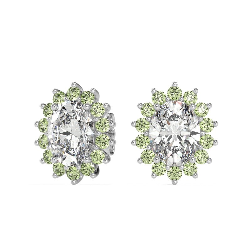 Princess Diana Oval Halo Earrings