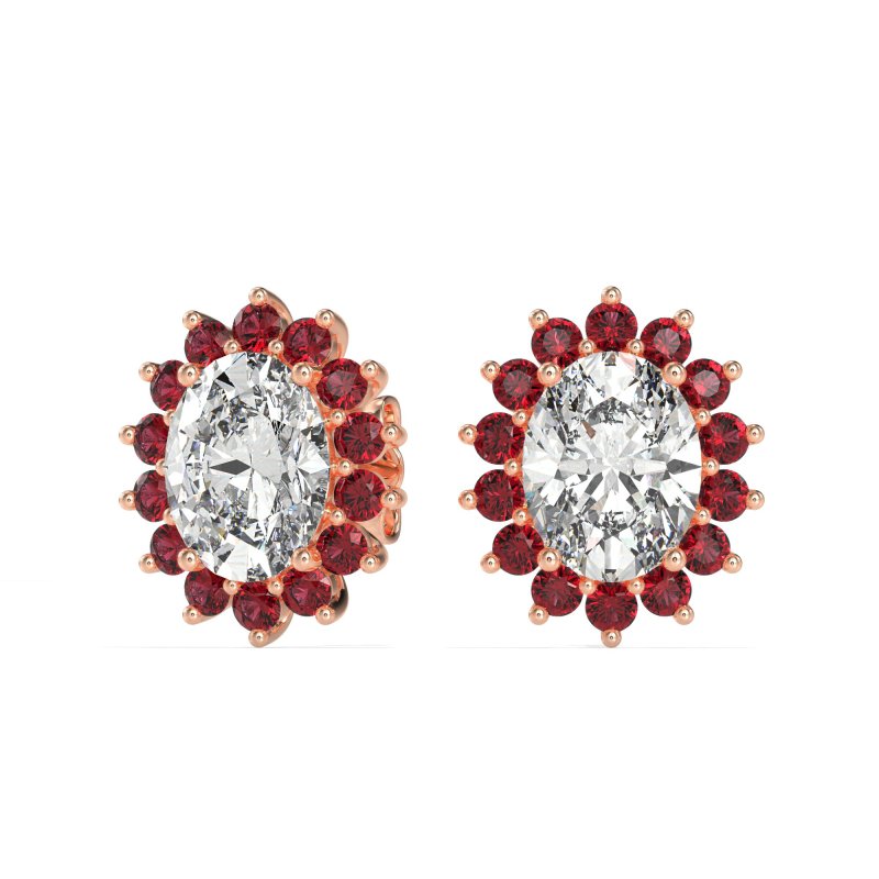 Princess Diana Oval Halo Earrings