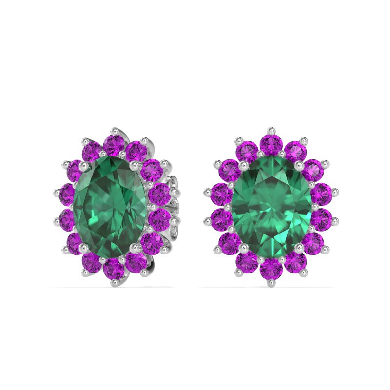 Princess Diana Oval Halo Earrings