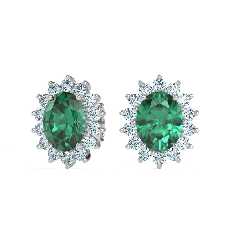 Princess Diana Oval Halo Earrings