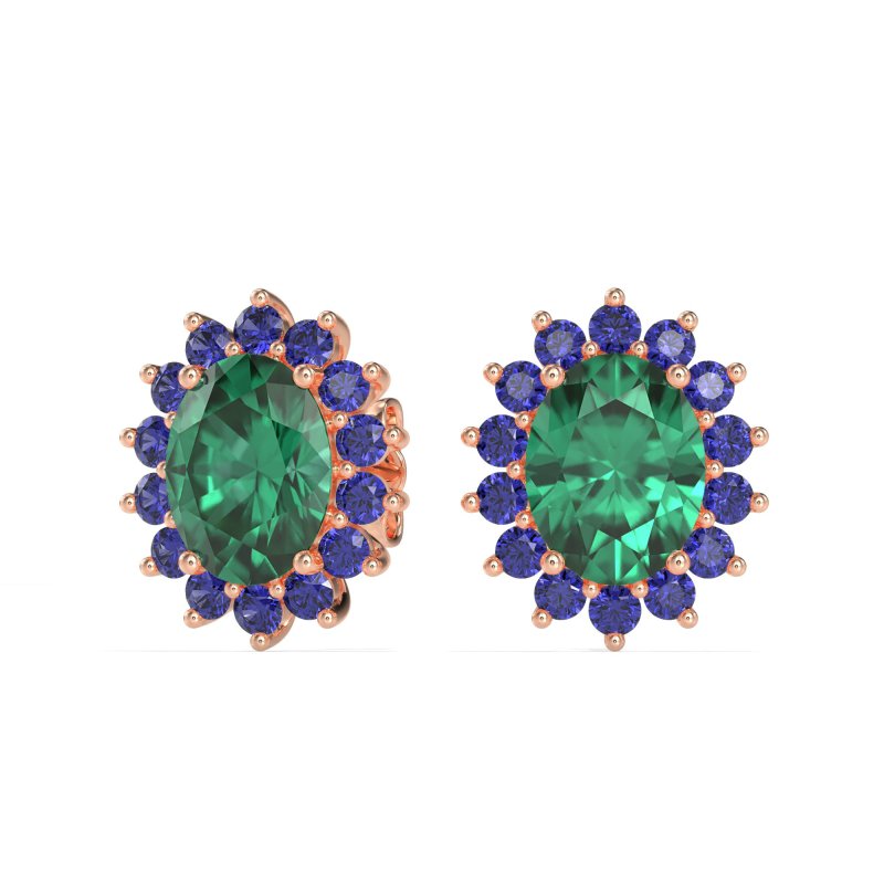 Princess Diana Oval Halo Earrings
