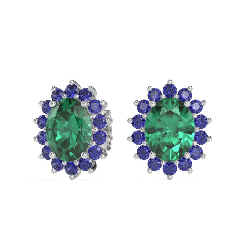 Princess Diana Oval Halo Earrings